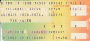 4/14/1980 Van Halen ticket