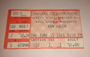 Van Halen Ticket 6/11/1981