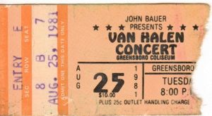 8/25/1981 Van Halen Ticket