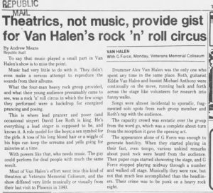 9/28/1981 Van Halen concert review