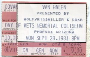 9/28/1981 Van Halen ticket
