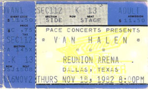 11/18/1982 Van Halen ticket
