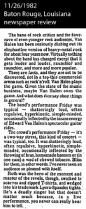 11/26/1982 Van Halen concert review