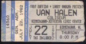 7/22/1982 Van Halen Ticket