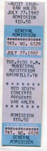 7/27/1982 Van Halen Ticket
