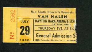 7/29/1982 Van Halen Ticket