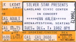 12/7/1982 Van Halen Ticket