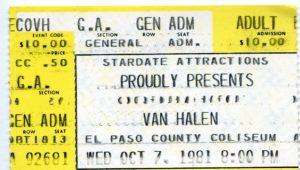 10/7/1981 Van Halen ticket El Paso, TX
