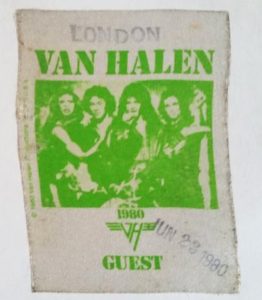 6/23/1980 Van Halen backstage pass