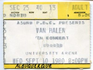 9/10/1980 Van Halen ticket