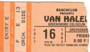 7/16/1982 Van Halen ticket