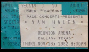 11/18/1982 Van Halen ticket - Dallas, TX